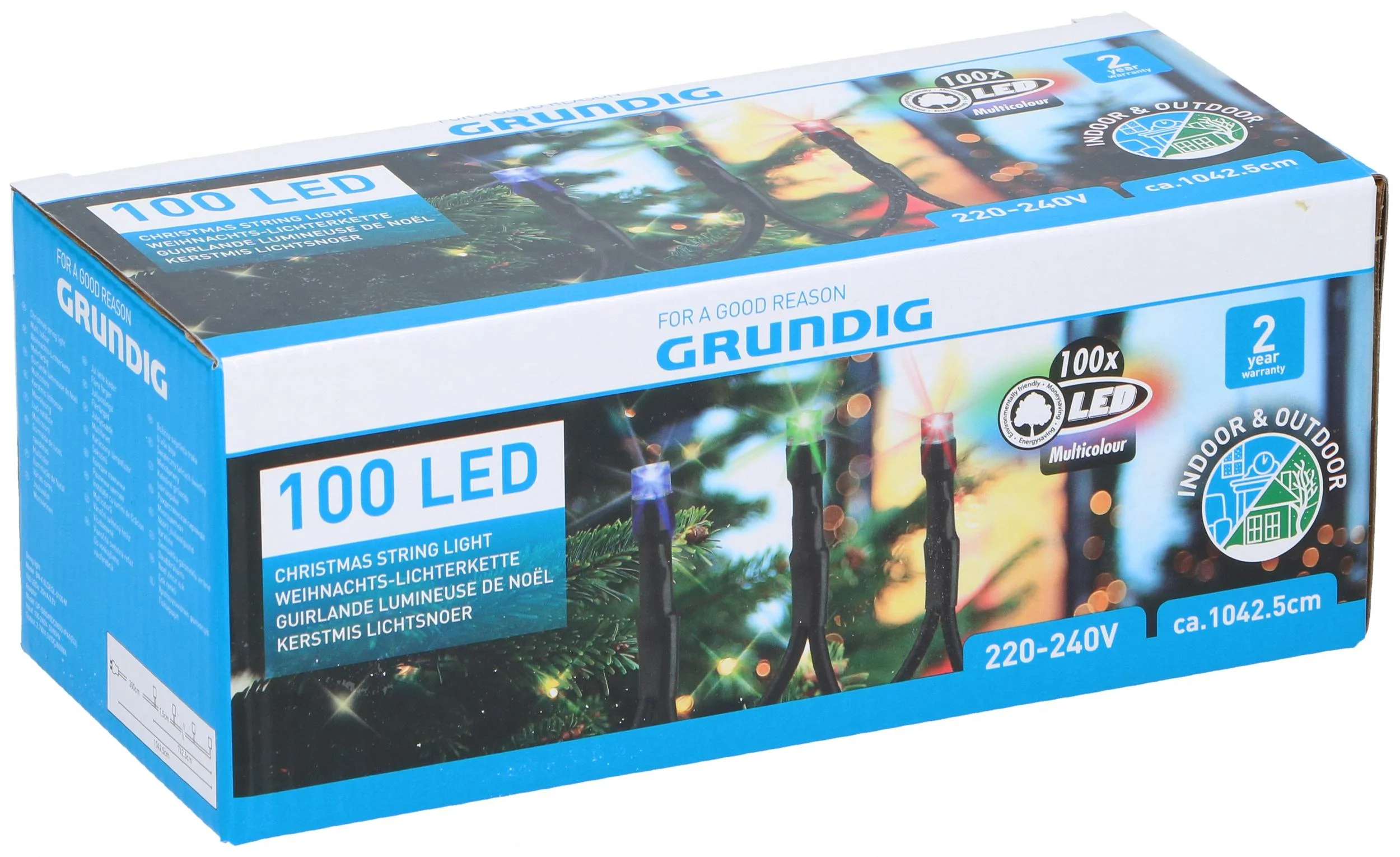 [ "Christmas lights chain 100 LED RGB, 7,5m, colored for outdoor use" ]