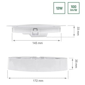 2v1 12W LED panel nadometni ali vgradni 4000K 1200lm
