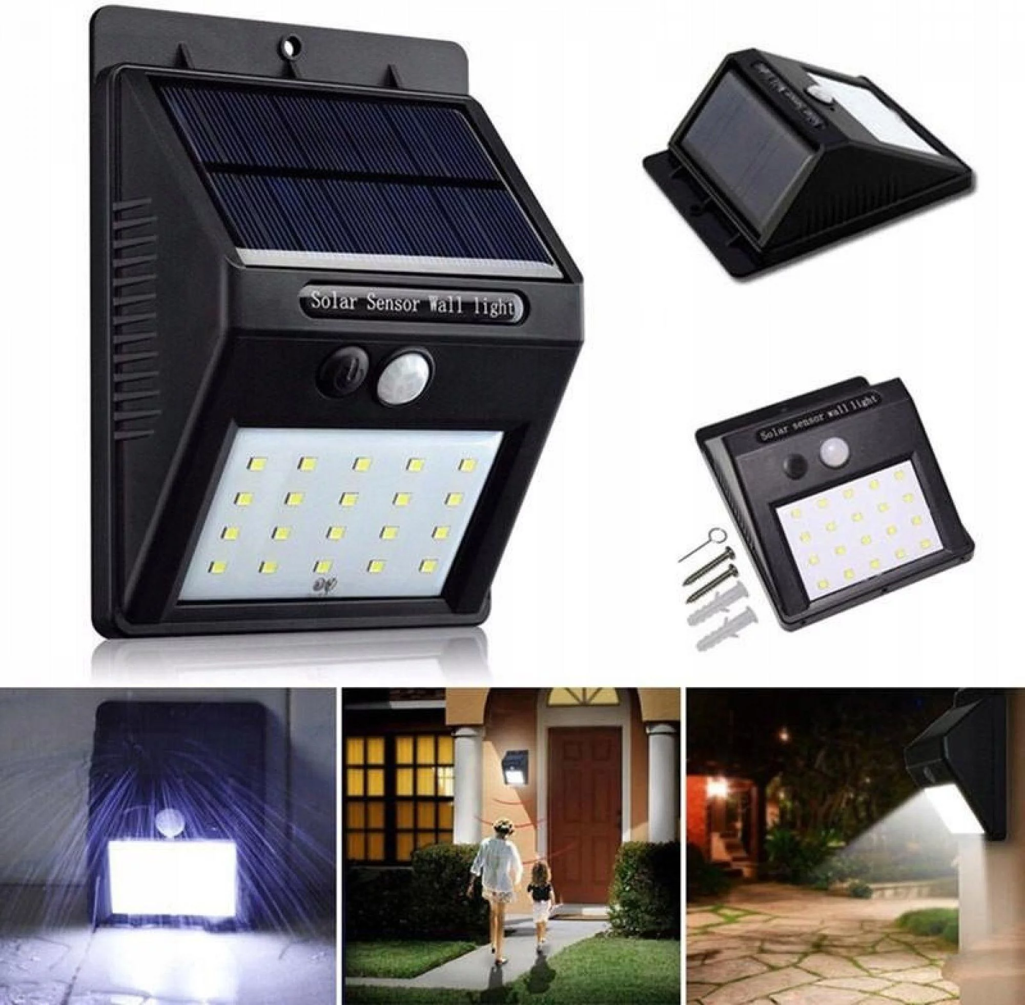 30 LED solar wall light with PIR motion sensor - picture 2