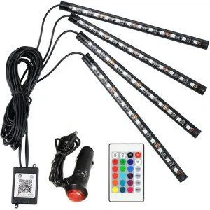 4x Musical LED RGB lamp for lighting the interior of vehicles 12V + remote control 17 4x musical RGB LED lights and remote for car interior