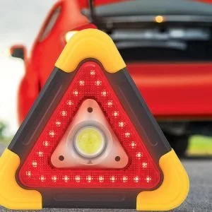 Rechargeable solar LED warning triangle and USB power bank
