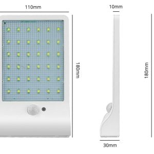 Solarna ulična 36 LED cestna svetilka s PIR sezorjem gibanja 6500K bela