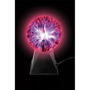 Neon plasma ball with blue and purple electrical discharges