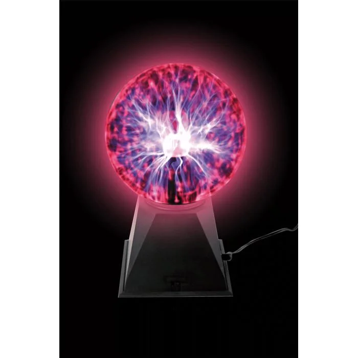 Neon plasma ball with blue and purple electrical discharges