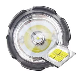 Aku. rechargeable 100W LED CREE XHP50 COB reflector flashlight USB powerbank + tripod