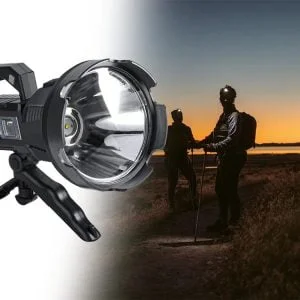 Aku. rechargeable 100W LED CREE XHP50 COB reflector flashlight USB powerbank + tripod