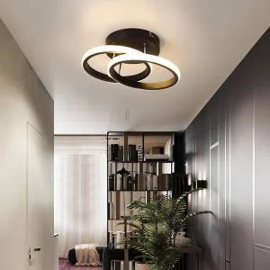 Modern black LED ceiling lamp with circle pattern