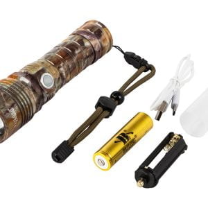 a flashlight with batteries and a battery charger