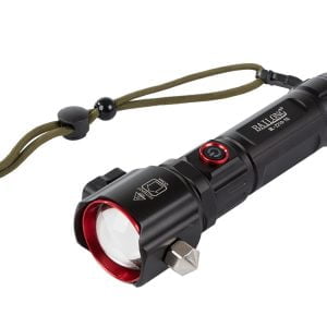 3v1 taktična aku. LED alu. ročna svetilka ZOOM kladivo + powerbank