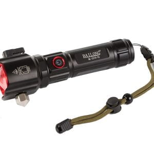 3v1 taktična aku. LED alu. ročna svetilka ZOOM kladivo + powerbank