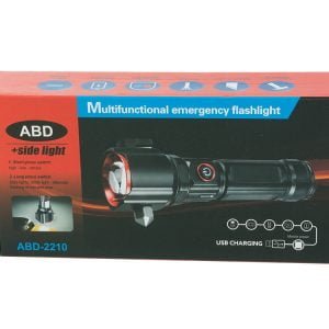 3v1 taktična aku. LED alu. ročna svetilka ZOOM kladivo + powerbank