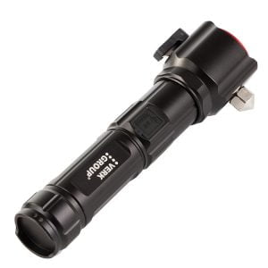 3v1 taktična aku. LED alu. ročna svetilka ZOOM kladivo + powerbank