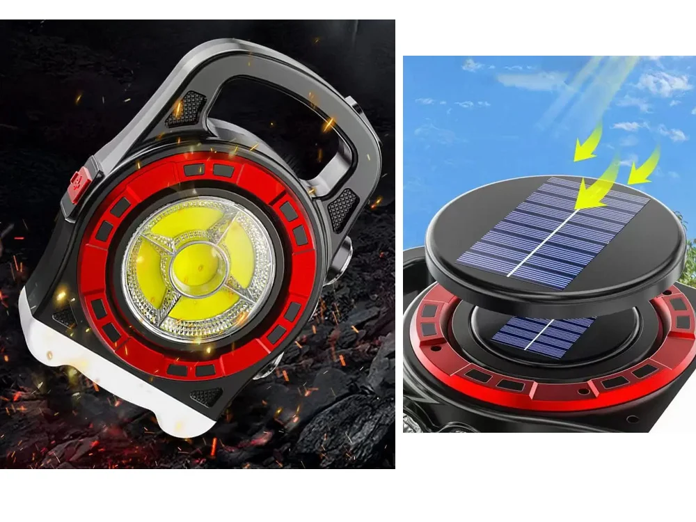 3in1 solar LED COB flashlight and USB power bank