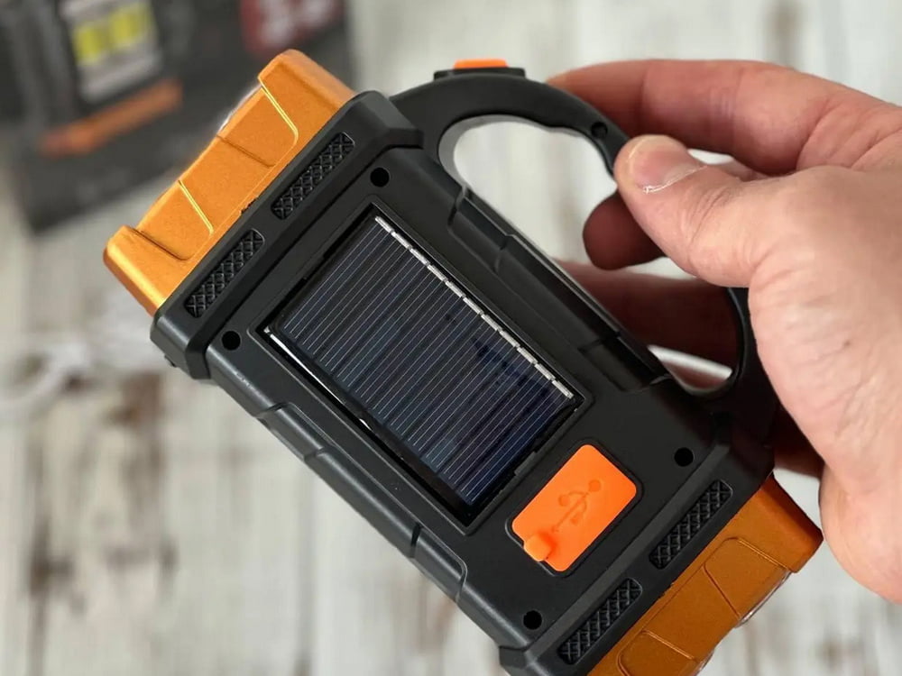 Lampada Da Lavoro Solare EASYmaxx 3 In 1 | Faretto LED COB + Torcia, Ricaricabile USB E Power Bank, Per Campeggio