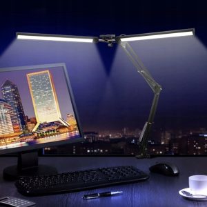 gibljiva dvojna namizna svetilka črna