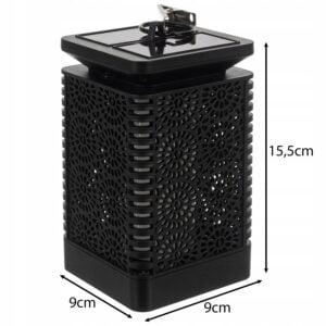 Solarna viseča vrtna svetilka laterna IP44 imitacija plamena 15cm 23 a black rectangular object with a black lid and a black lid with a black lid