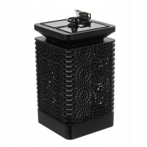 Solarna viseča vrtna svetilka laterna IP44 imitacija plamena 15cm 21 a black metal box with a clip on top