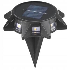 a solar powered light on a white background