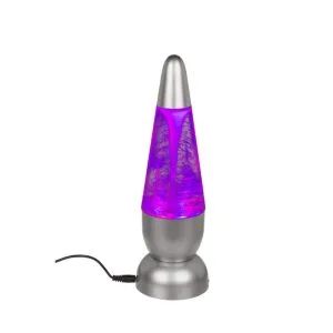 a purple and silver lava lamp
