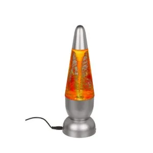 a lava lamp with orange liquid inside