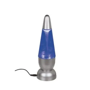 a blue and silver lamp