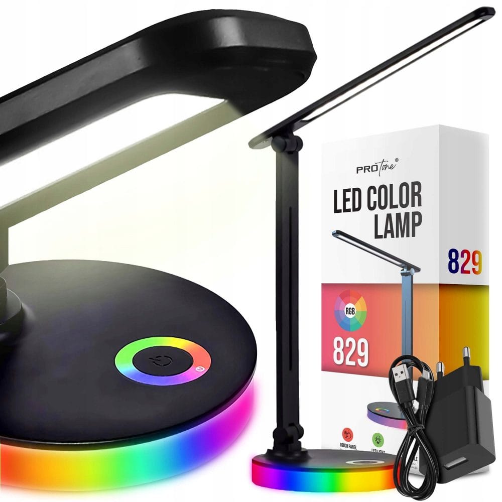 9W LED RGB touch namizna svetilka USB črna