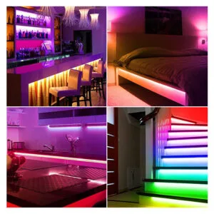 a collage of different colored lights