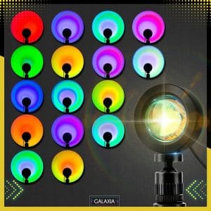 7W LED RGB namizna sončna svetilka in projektor 27cm USB 24 a group of colorful circles