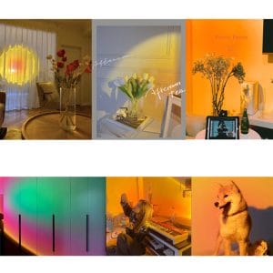 7W LED RGB namizna sončna svetilka in projektor 27cm USB 19 a collage of photos of a woman and a dog