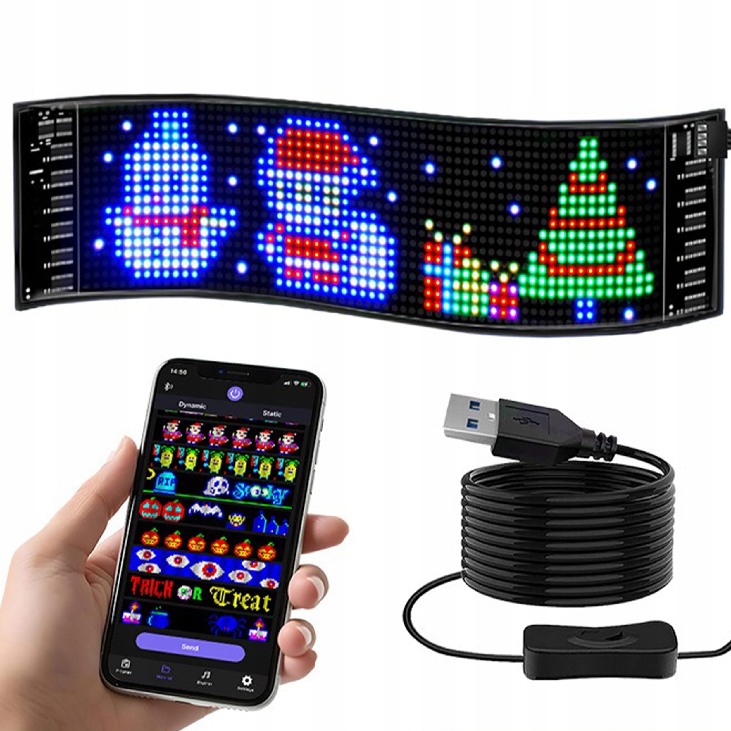 Insegna LED Flessibile Programmabile Con APP – Schermo A Scorrimento Per Messaggi Personalizzati, Batteria Ricaricabile, Per Auto, Negozi E Feste