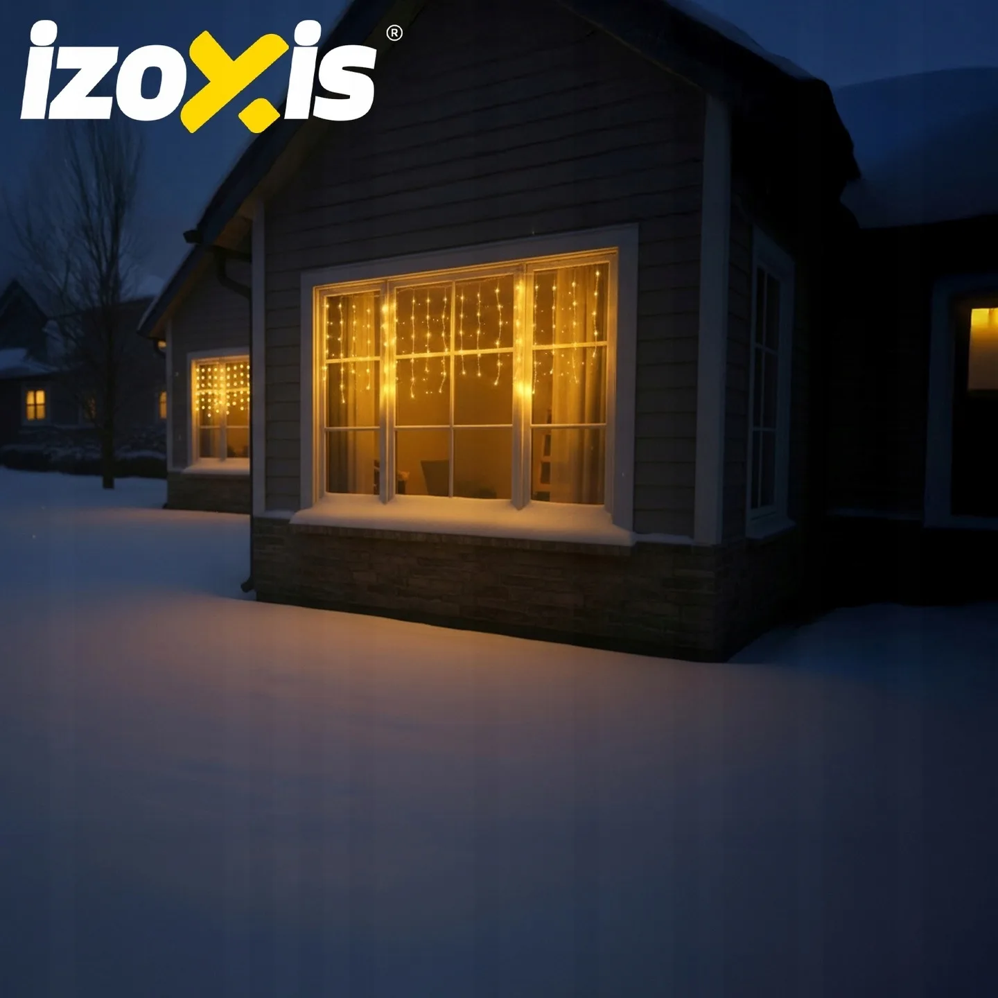 Outdoor Christmas LED lights curtain, warm white, 4m