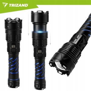 3v1 alu. LED taktična ročna svetilka aku. 5000mAh 1500lm ZOOM LCD USB
