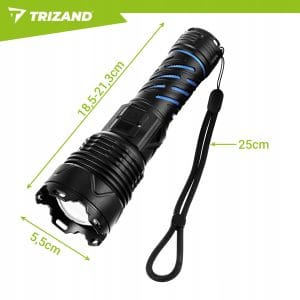 3v1 alu. LED taktična ročna svetilka aku. 5000mAh 1500lm ZOOM LCD USB
