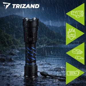 Alternative view of 3v1 alu. LED taktična ročna svetilka aku. 5000mAh 1500lm ZOOM LCD USB