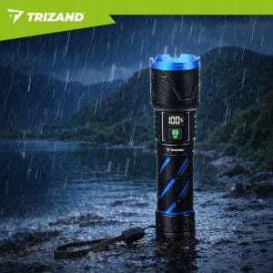 Alu. LED taktična ročna svetilka aku. 5000mAh 800lm ZOOM LCD USB