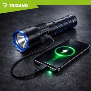 Alu. LED taktična ročna svetilka aku. 5000mAh 800lm ZOOM LCD USB