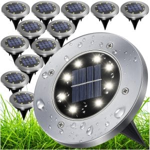 Set 12x inox zunanja solarna talna svetilka 6000K