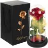 Decorative XL warm white LED rose in a glass jar 21cm