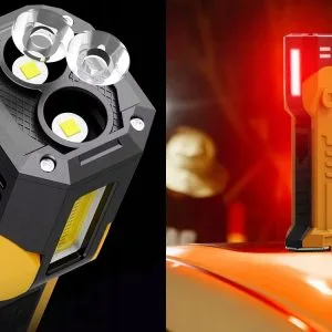 Yellow 3in1 COB LED workshop lamp with magnet and hook