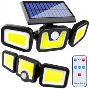 LEDsvet.si 29 100 LED COB solarna stenska svetilka s senzorjem gibanja 2400mAh IP67 daljinec