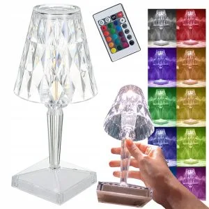 LEDsvet.si 69 LED RGB aku. namizna kristalna svetilka USB daljinec 25cm