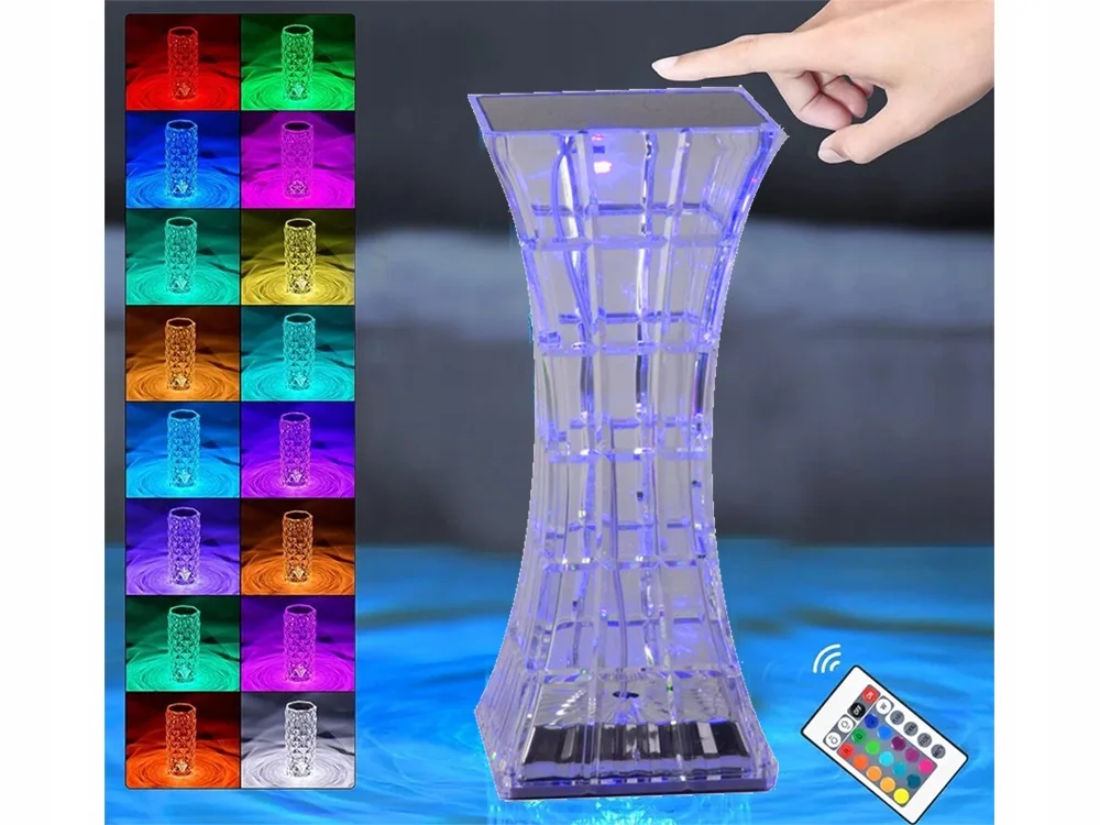 Rectangular LED RGB Crystal Table Lamp with Remote