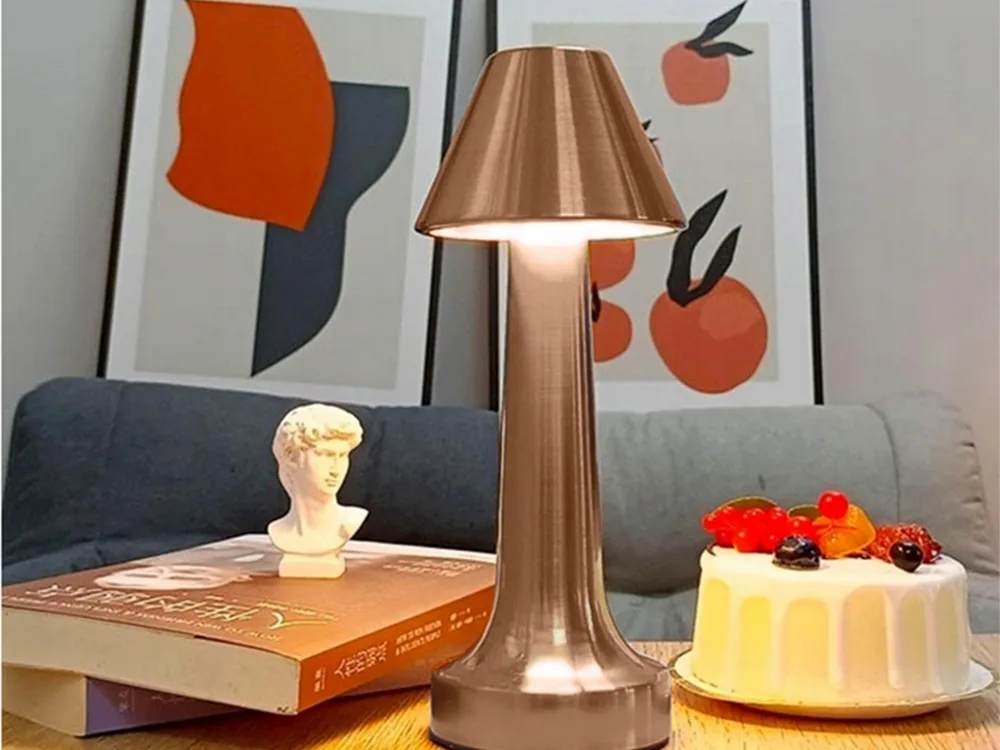 Copper LED touch table lamp, 3 colors
