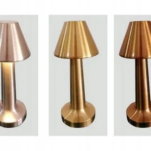 Copper metal LED touch table lamp, rechargeable, 3 colors