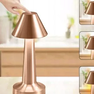 Copper metal LED touch table lamp, 3 lighting colors