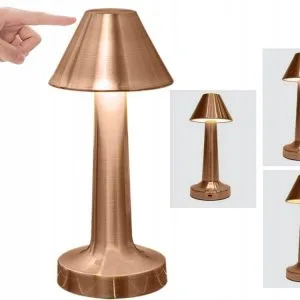 Copper LED touch table lamp, USB, 3 lighting colors