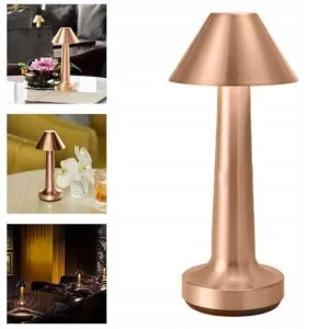 Copper LED touch table lamp with 3 colors
