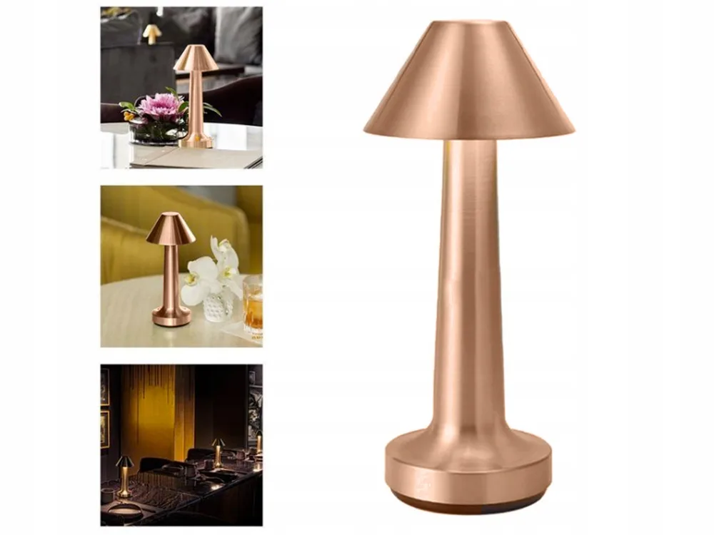 Copper LED touch table lamp with 3 colors