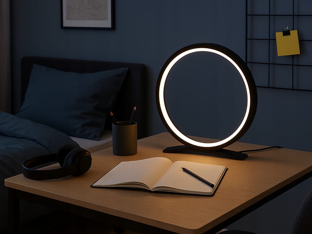 LED okrogla namizna svetilka 3 barve svetlobe USB 26cm črna 7 LED okrogla namizna svetilka 3 barve svetlobe USB 26cm črna - slika 5