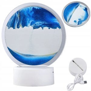 LEDsvet.si 35 USB LED RGB 3D namizna steklena peščena slika 19cm modra